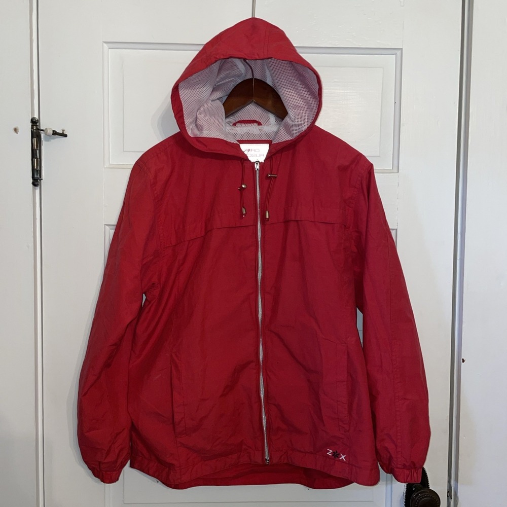 Zero xposure Red Hooded Full Zippered jacket Small